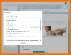 Multimedia Integration Moodle’s built-in media support enables you to easily search for and insert video and audio files in your courses. Working with media
