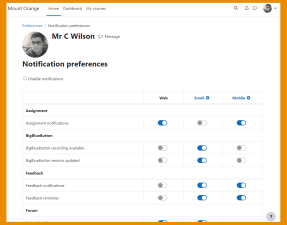 Notifications When enabled, users can receive automatic alerts on new assignments and deadlines, forum posts and also send private messages to one another. Messaging