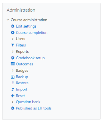 Teacher course view Classic theme