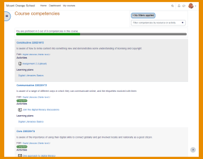 Competency based marking Set up competencies with personal learning plans across courses and activities.. Competencies