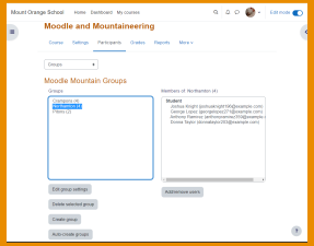 Group management Group learners to share courses, differentiate activities and facilitate team work. Groups