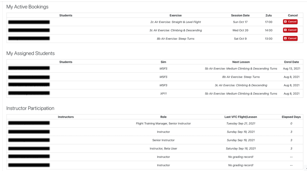 Instructor dashboard